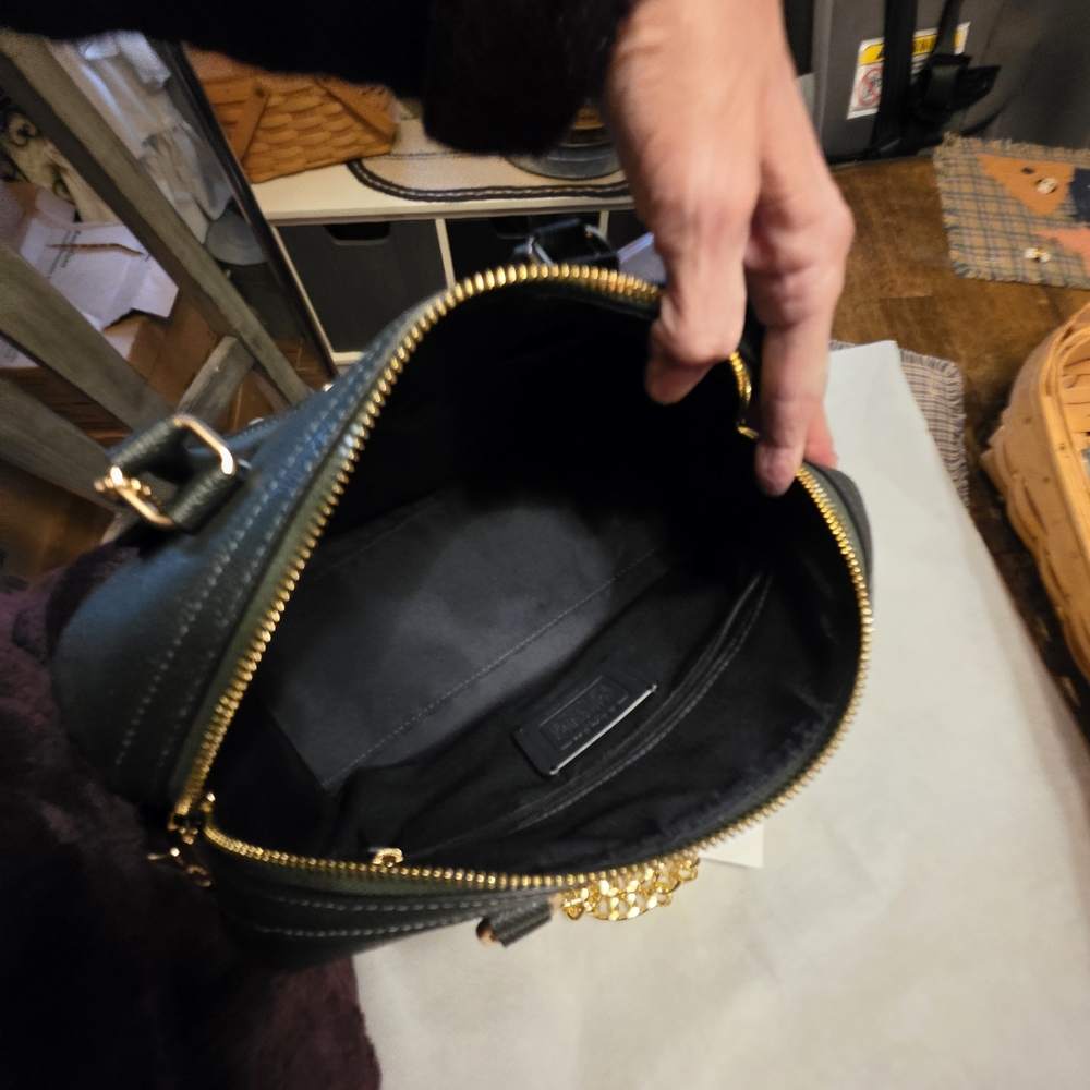 Coach GREEN Handbag with Gold Chain - Picture 15 of 16